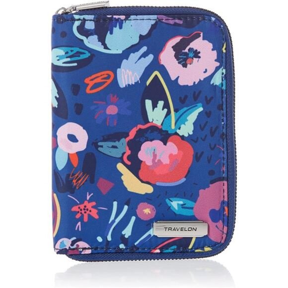 Travelon RFID Blocking Passport Zip Wallet, Mod Floral, 4.5"x 6"x 0.75" - Picture 1 of 6